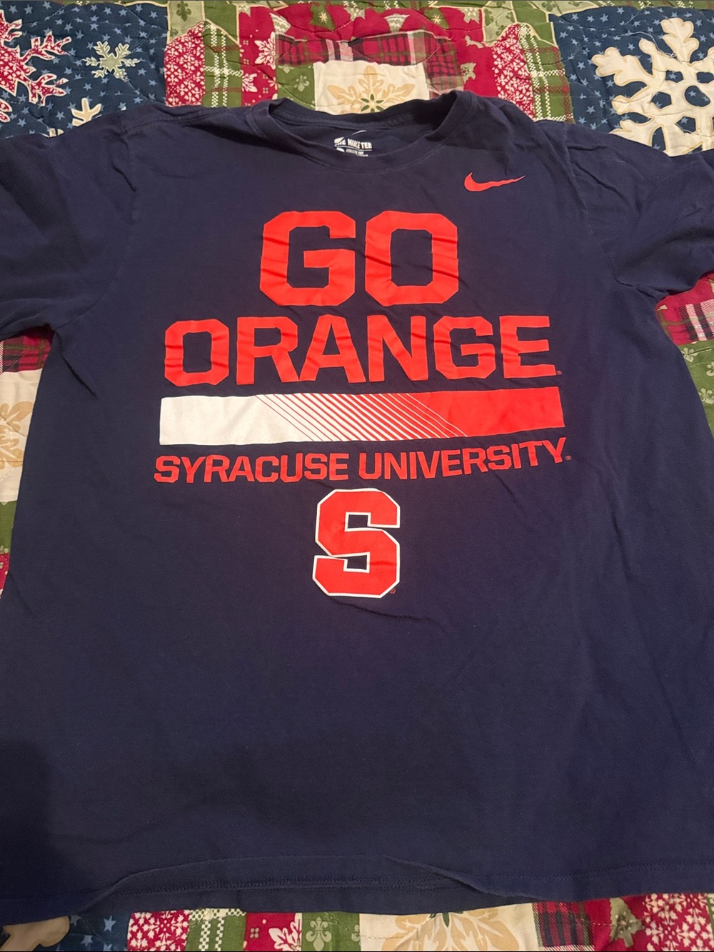 Nike Navy T-Shirt with Bright Orange Syracuse Graphic